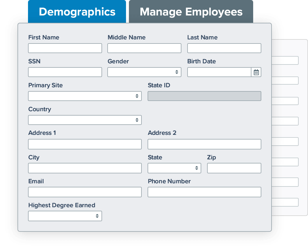 The employee management tab of the LINQ payroll tool.