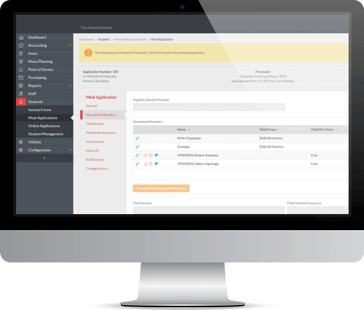 LINQ Nutrition Application Processing on desktop monitor