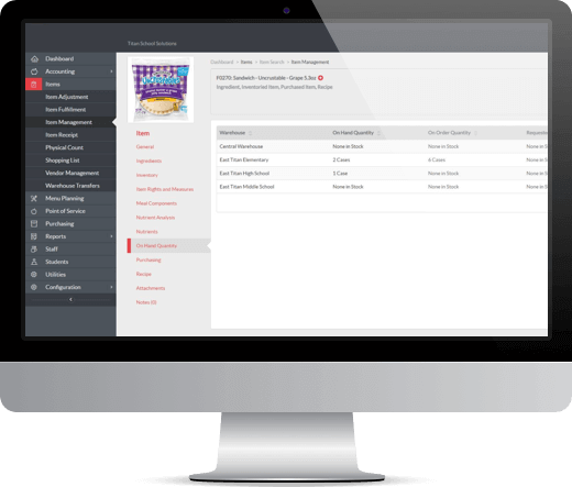 LINQ Nutrition Inventory Management on desktop monitor