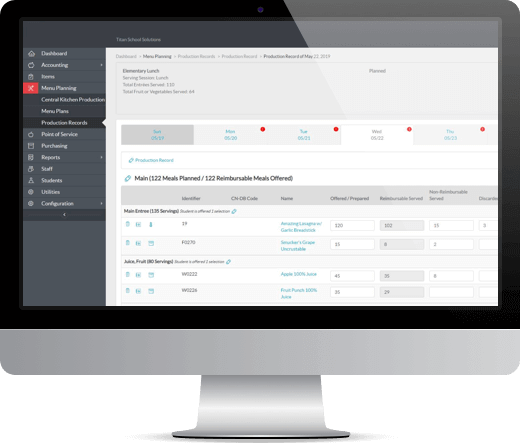 LINQ Nutrition production records on desktop monitor