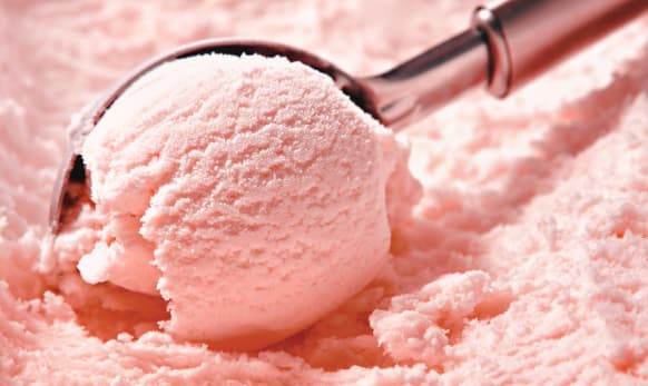 Scooping pink ice cream