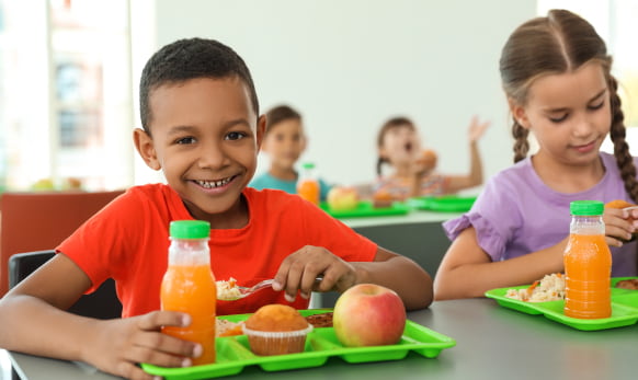 Child with school breakfast