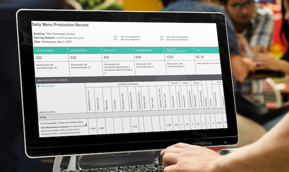 Nutrition software screen